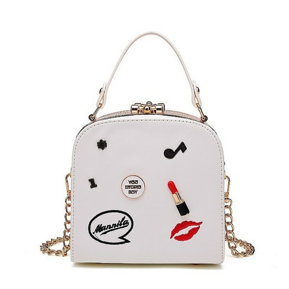 Mannila Handbags - LIPSTICK & KISS ACCENT Metal Frame SatchelLIPSTICK & KISS ACCENT Metal Frame